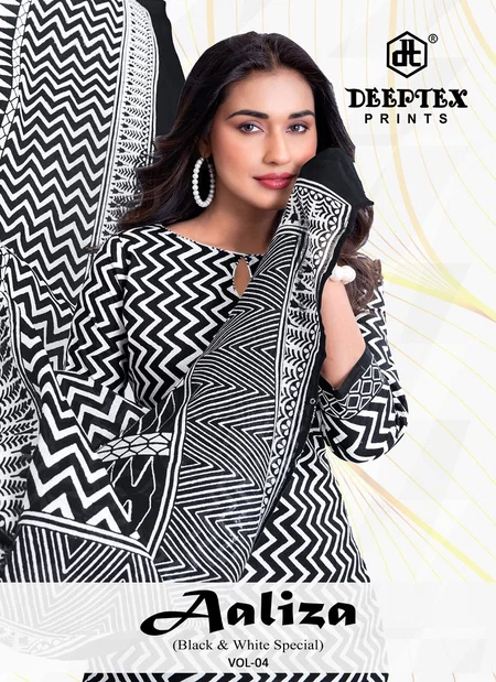 Aaliza Black & White Vol 4 By Deeptex Readymade Kurti Pant With Dupatta